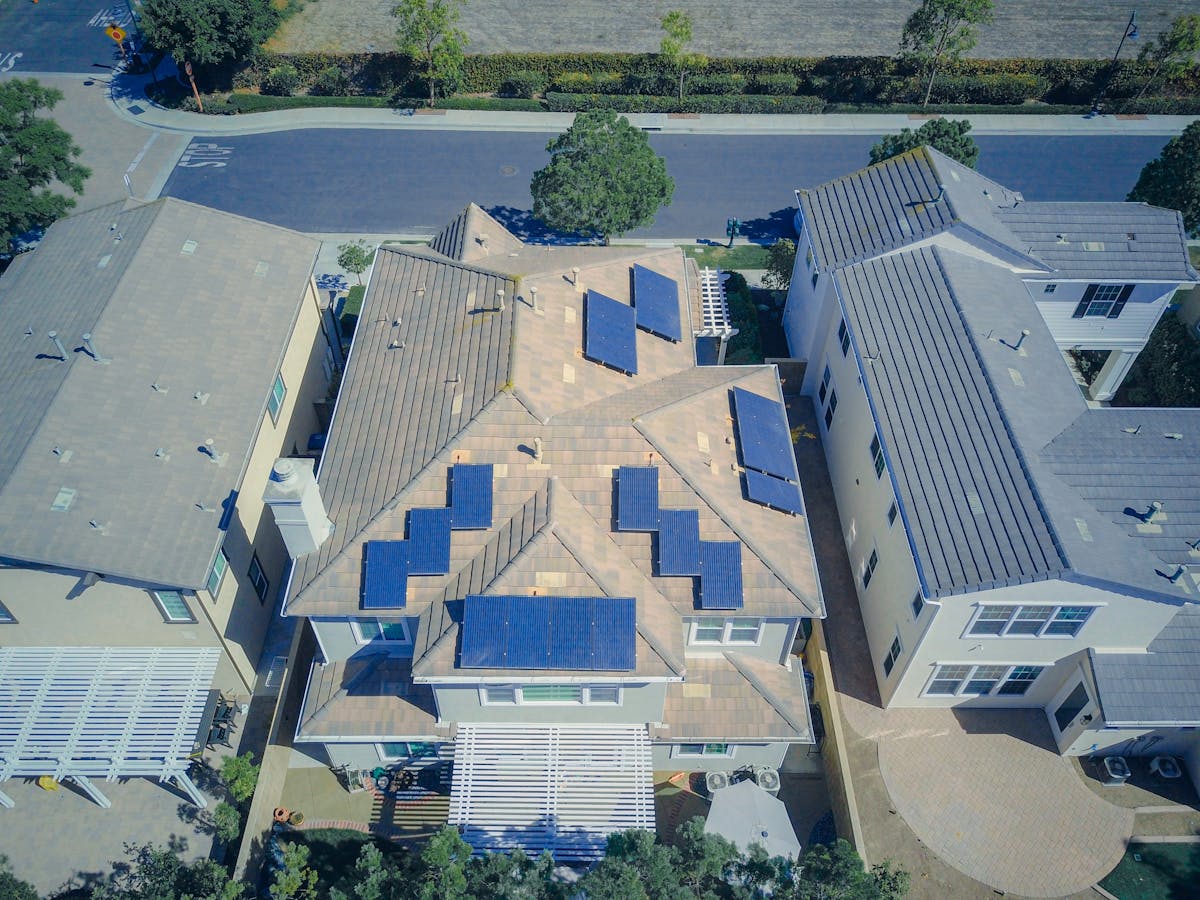 Solar PV panels installed on residential roof